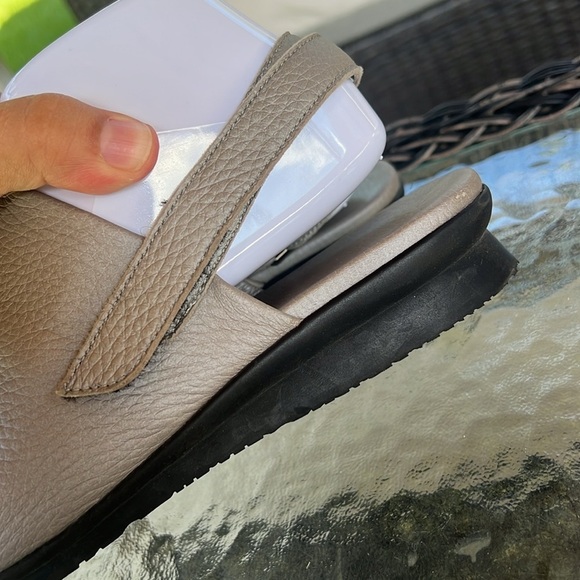 Arche France Gray Leather Peep Toe Slingback Sandals 40 US 9 Comfort Minimalist - Picture 5 of 10